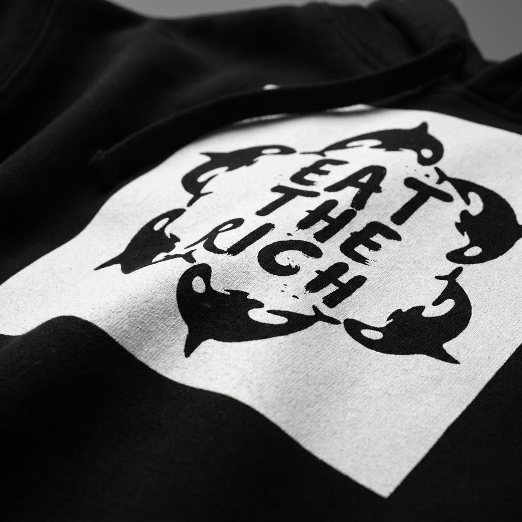 Close-up of the Eat The Rich print