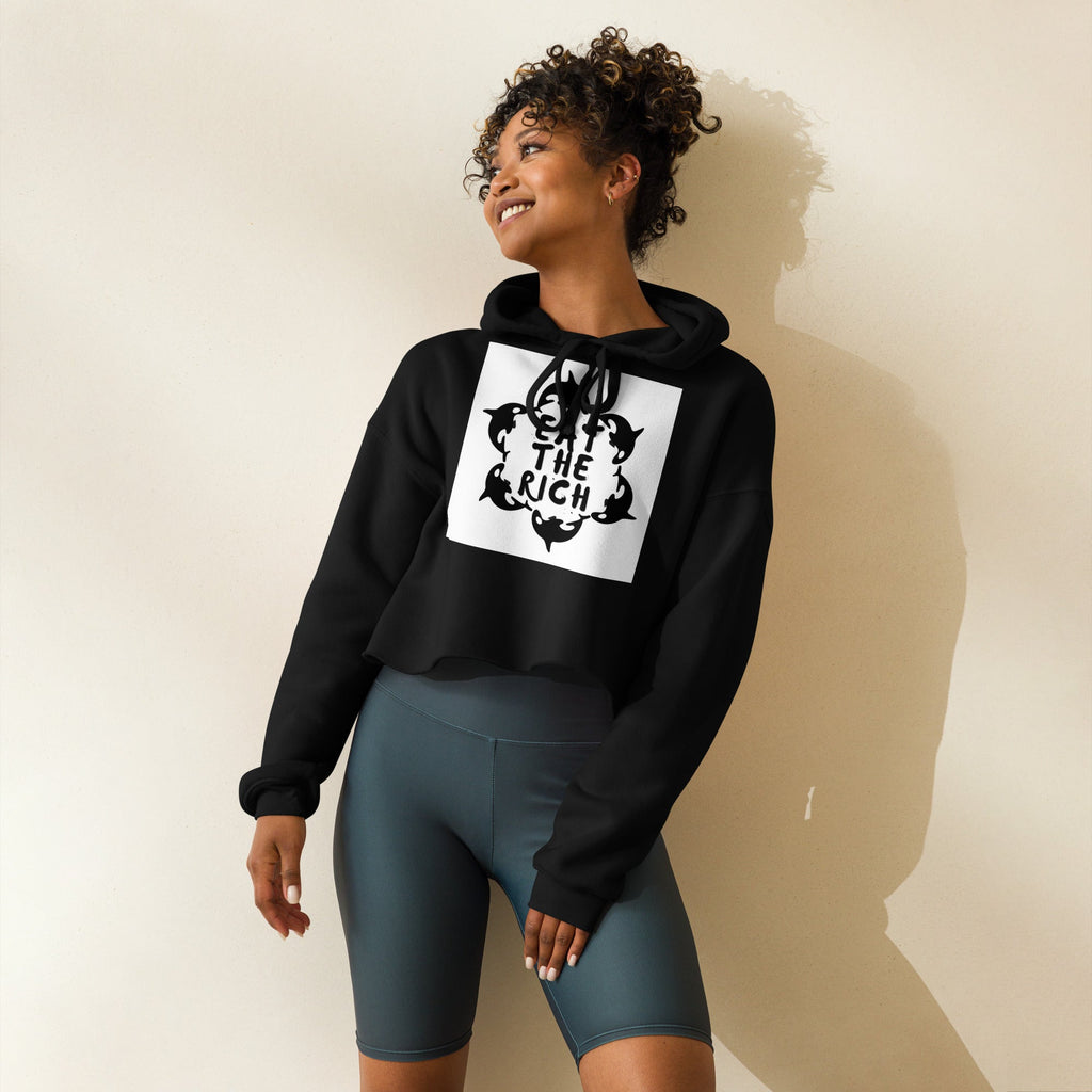 Eat The Rich cropped hoodie flat product shot