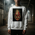 Model wearing the Screaming Demons tattoo art eco sweatshirt