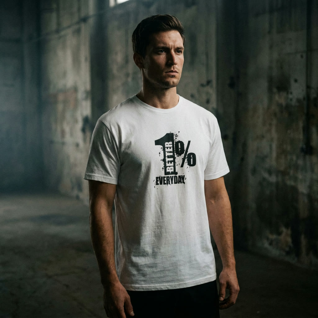 Model wearing the 1% Better Everyday softstyle tee