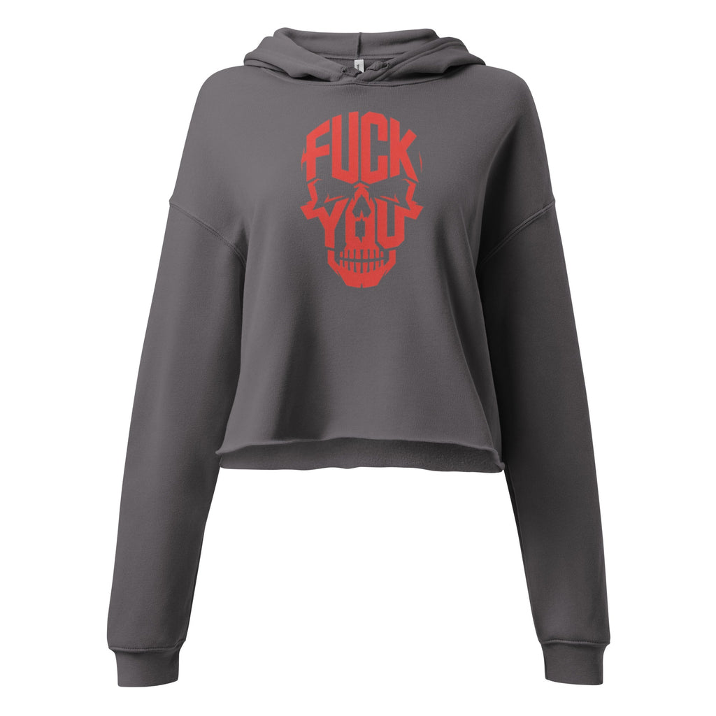 Skull graphic cropped hoodie flat product shot
