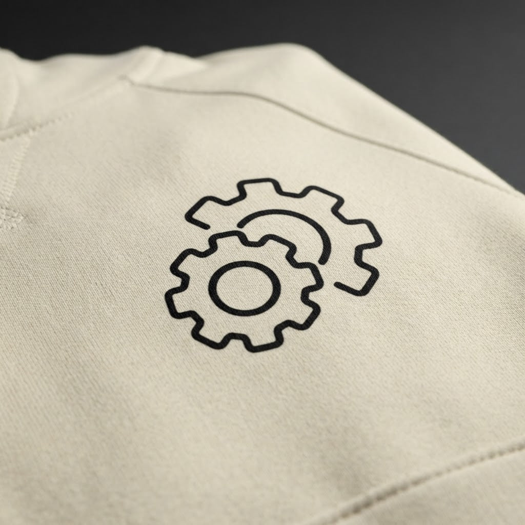 Built Different Gears Super Heavyweight Hoodie print detail
