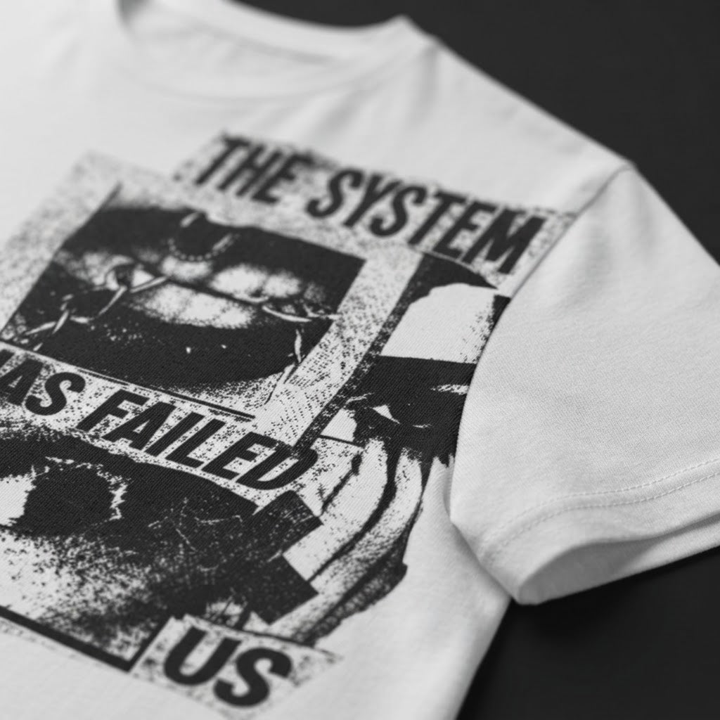 The System Has Failed Us Grunge Tee print detail