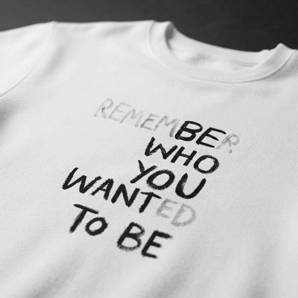 Remember Who You Wanted To Be Eco Sweatshirt print detail