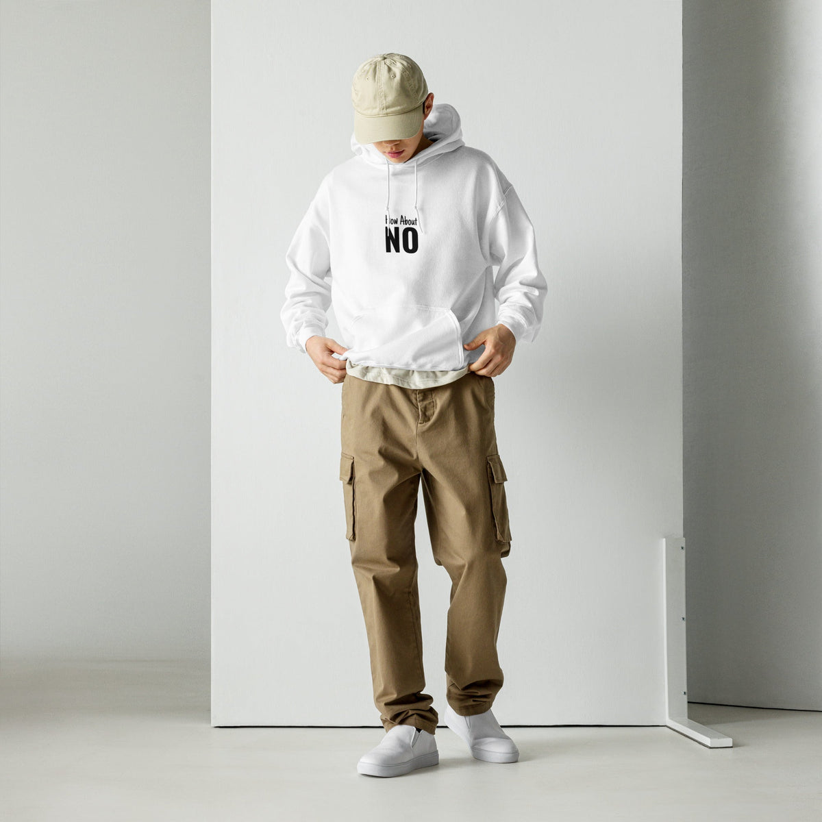 How About No Oversized Hoodie flat lay