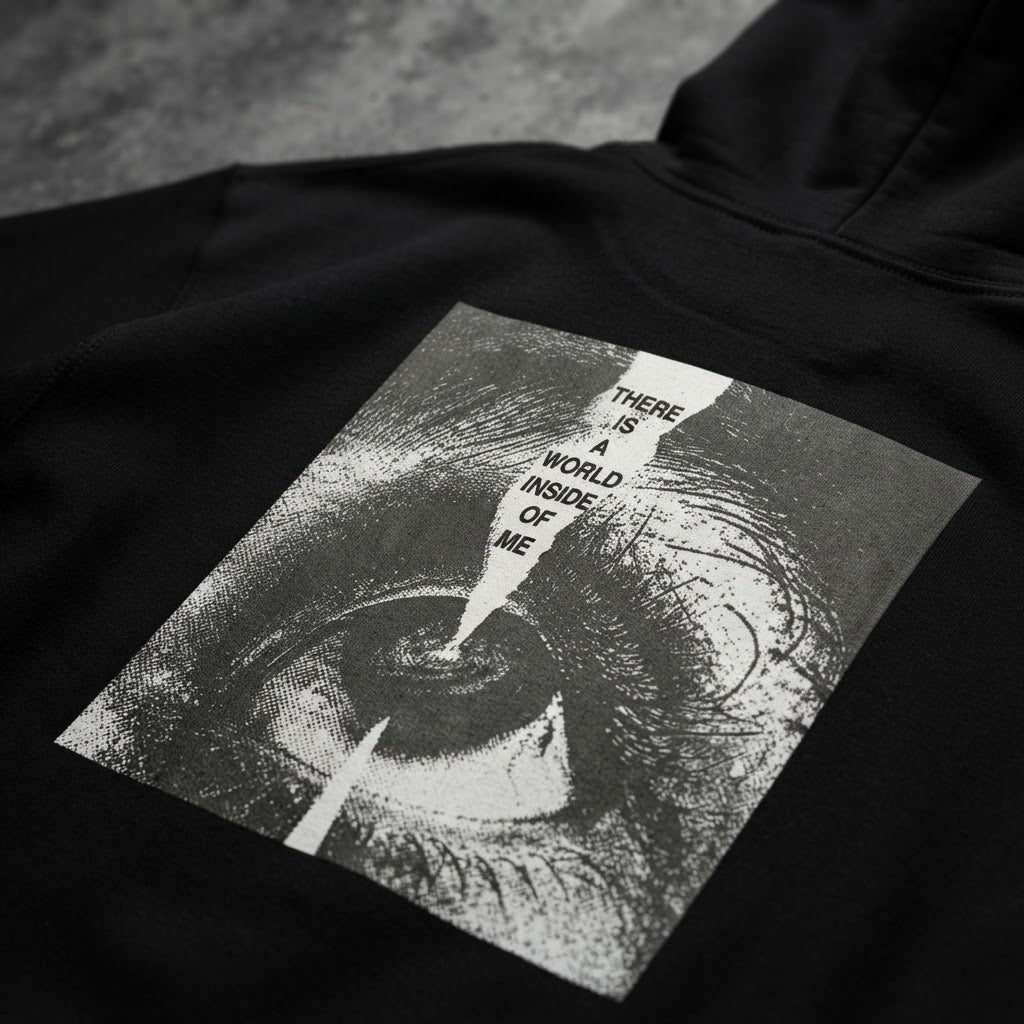 There Is A World Inside Of Me Hoodie print detail