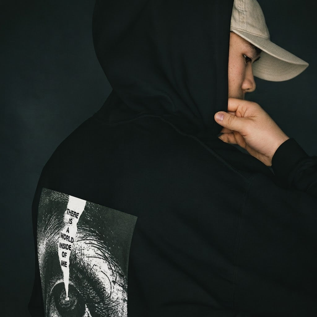 There Is A World Inside Of Me Hoodie worn by model