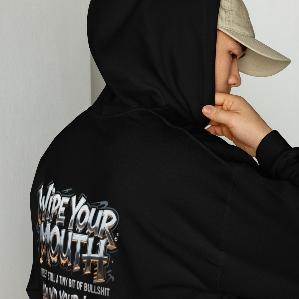 Wipe Your Mouth Graffiti Hoodie flat lay
