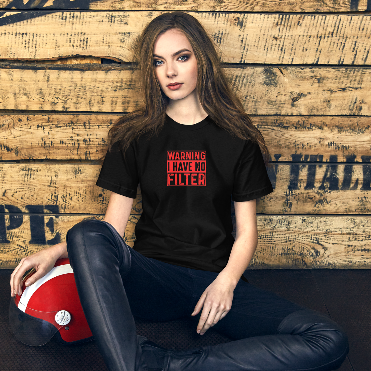 Warning: I Have No Filter Tee flat lay