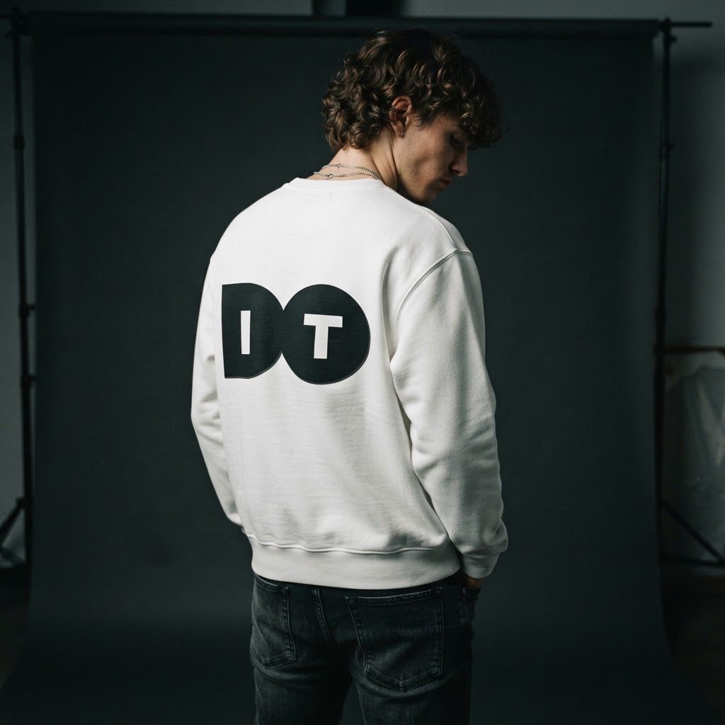 DO IT Bold Back-Print Eco Sweatshirt worn by model