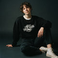 Ride Free Motorcycle Badge Eco Sweatshirt worn by model